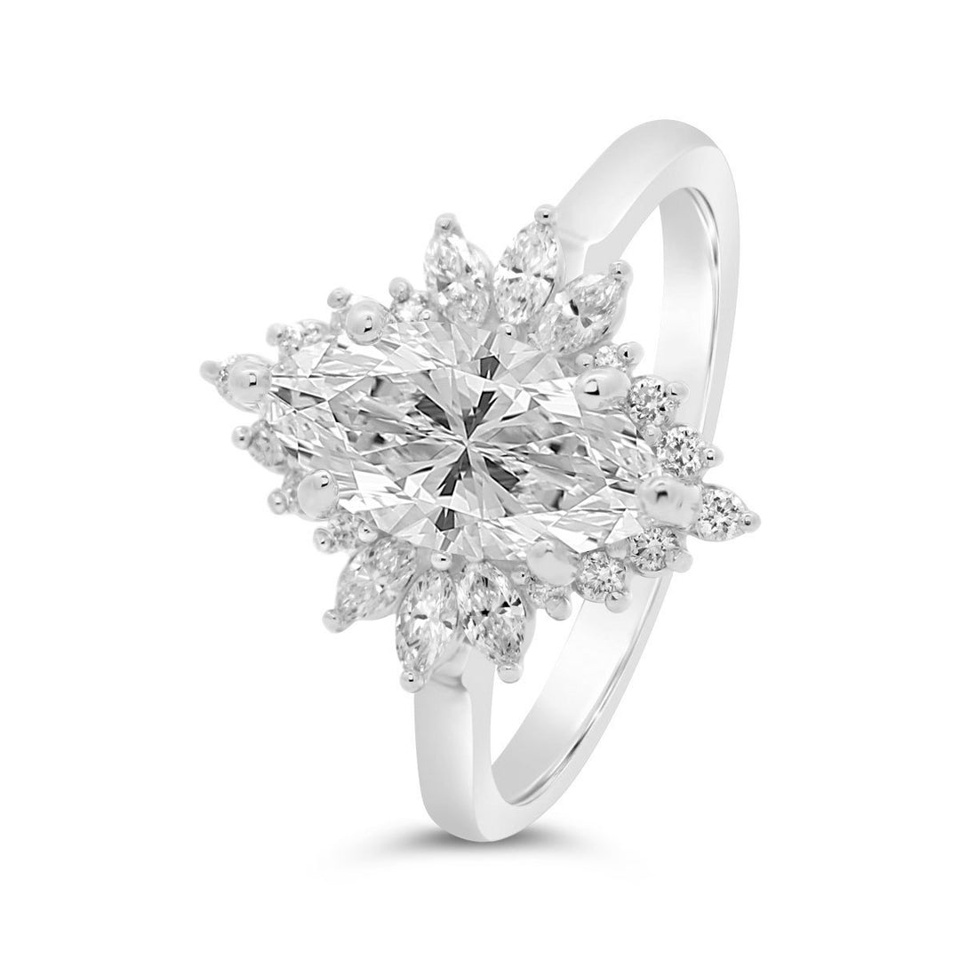 Diamond Burst Halo Solitaire Engagement Ring - 127160-MRQ