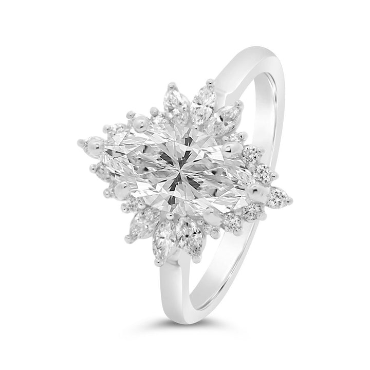 Diamond Burst Halo Solitaire Engagement Ring - 127160-MRQ
