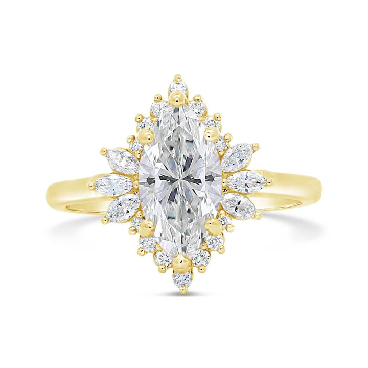 Diamond Burst Halo Solitaire Engagement Ring - 127160-MRQ