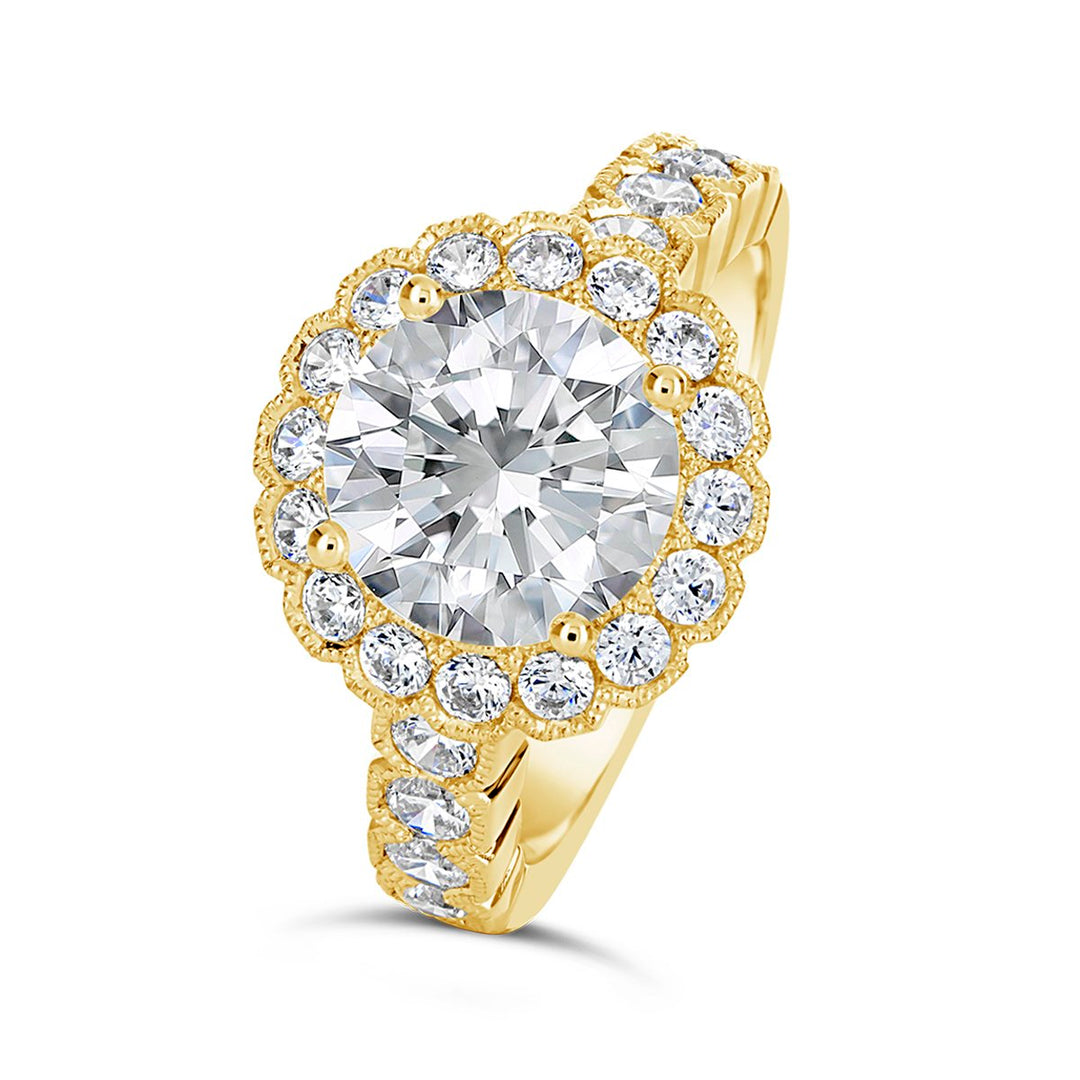 Vintage Style Diamond Halo Engagement Ring - The Diamond Guys