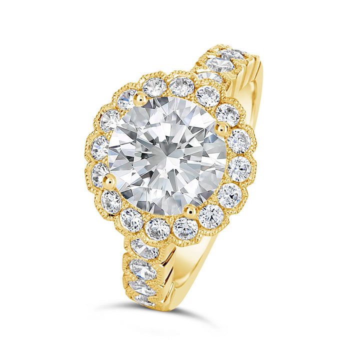 Vintage Style Diamond Halo Engagement Ring - The Diamond Guys
