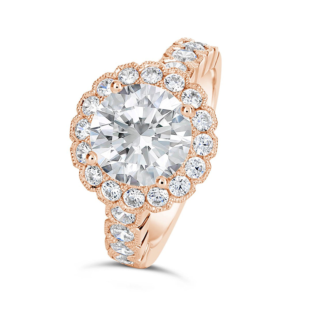 Vintage Style Diamond Halo Engagement Ring - The Diamond Guys