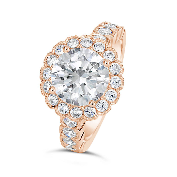 Vintage Style Diamond Halo Engagement Ring - The Diamond Guys