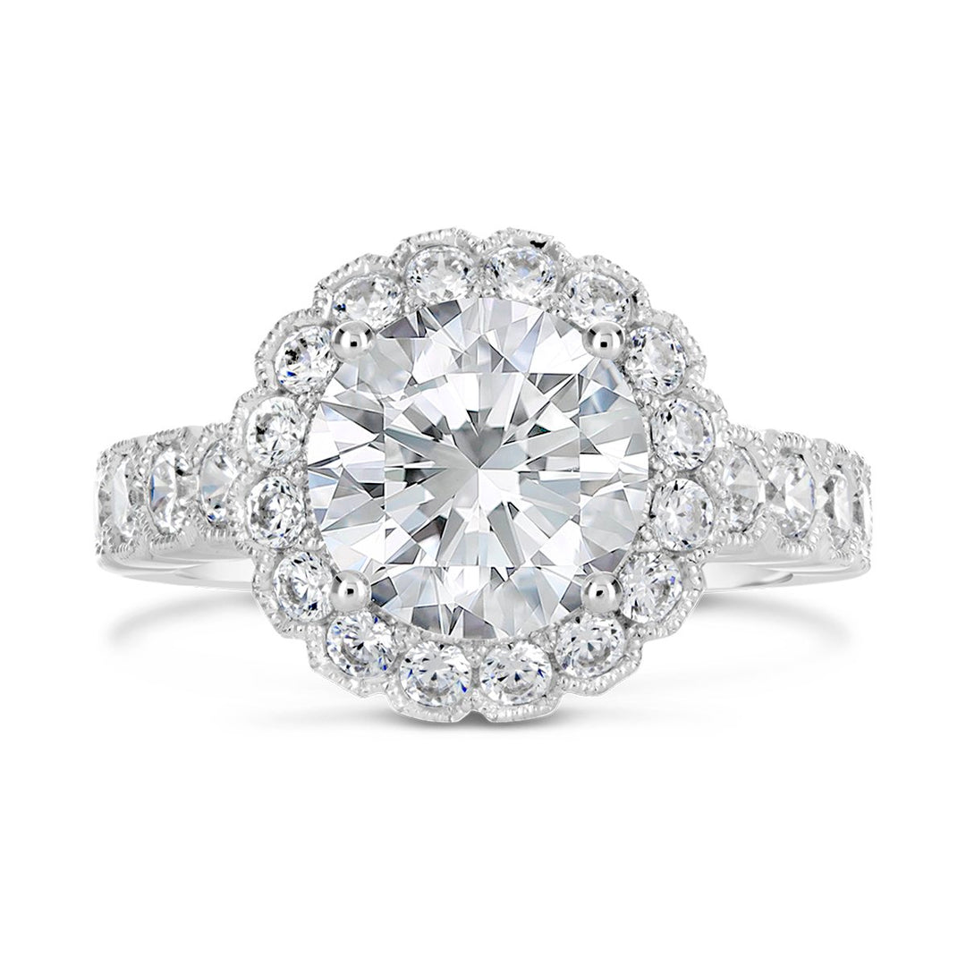 Vintage Style Diamond Halo Engagement Ring - The Diamond Guys