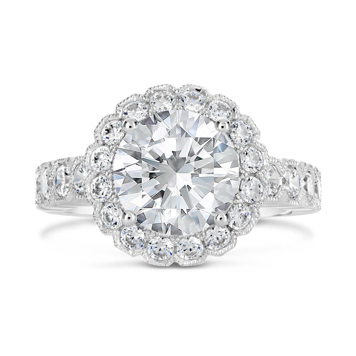 Vintage Style Diamond Halo Engagement Ring - The Diamond Guys