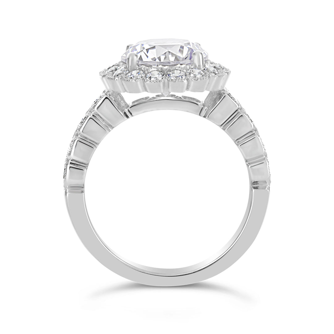 Vintage Style Diamond Halo Engagement Ring - The Diamond Guys