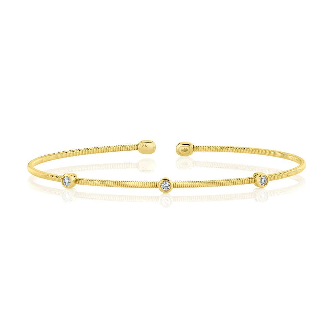 Shy Creation Bezel Set Diamond Open Flexy Bracelet