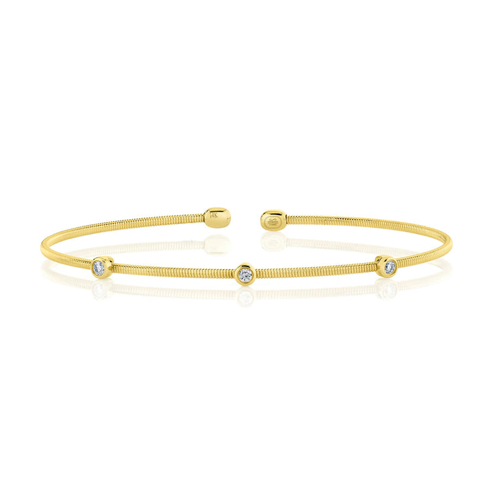 Shy Creation Bezel Set Diamond Open Flexy Bracelet