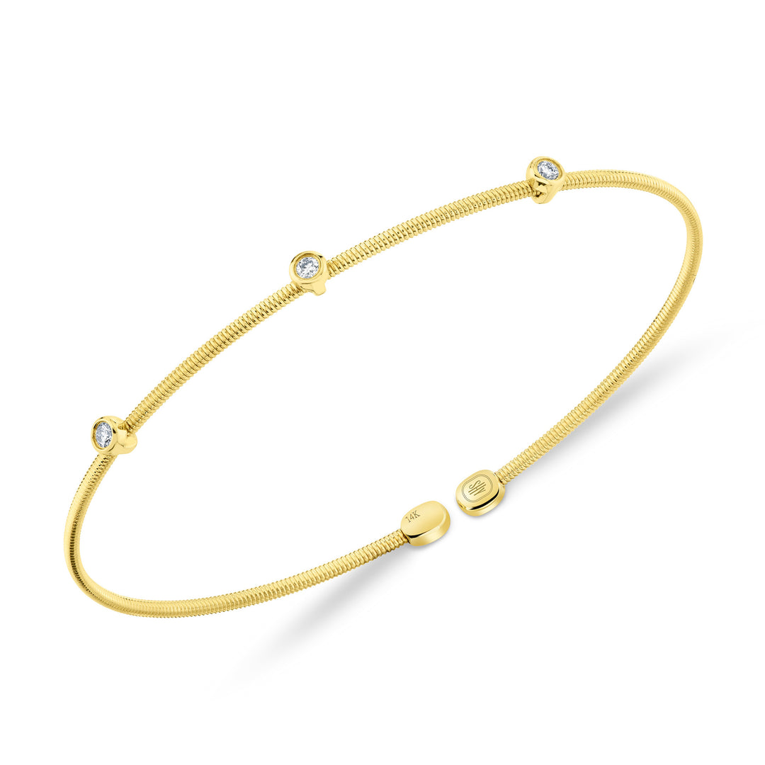 Shy Creation Bezel Set Diamond Open Flexy Bracelet