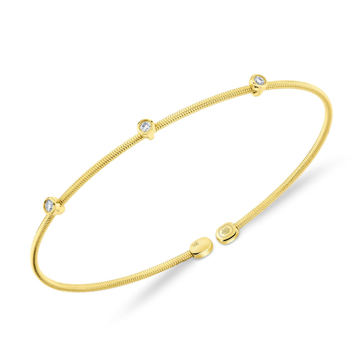 Shy Creation Bezel Set Diamond Open Flexy Bracelet