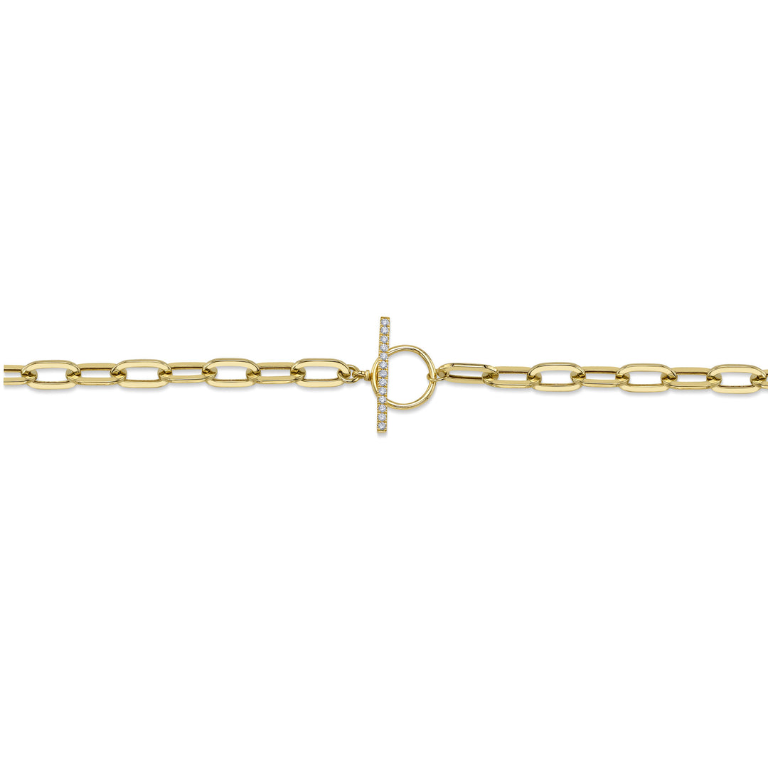 Shy Creation Paperclip Link Necklace w/ Diamond Fob Clasp