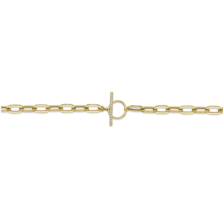 Shy Creation Paperclip Link Necklace w/ Diamond Fob Clasp