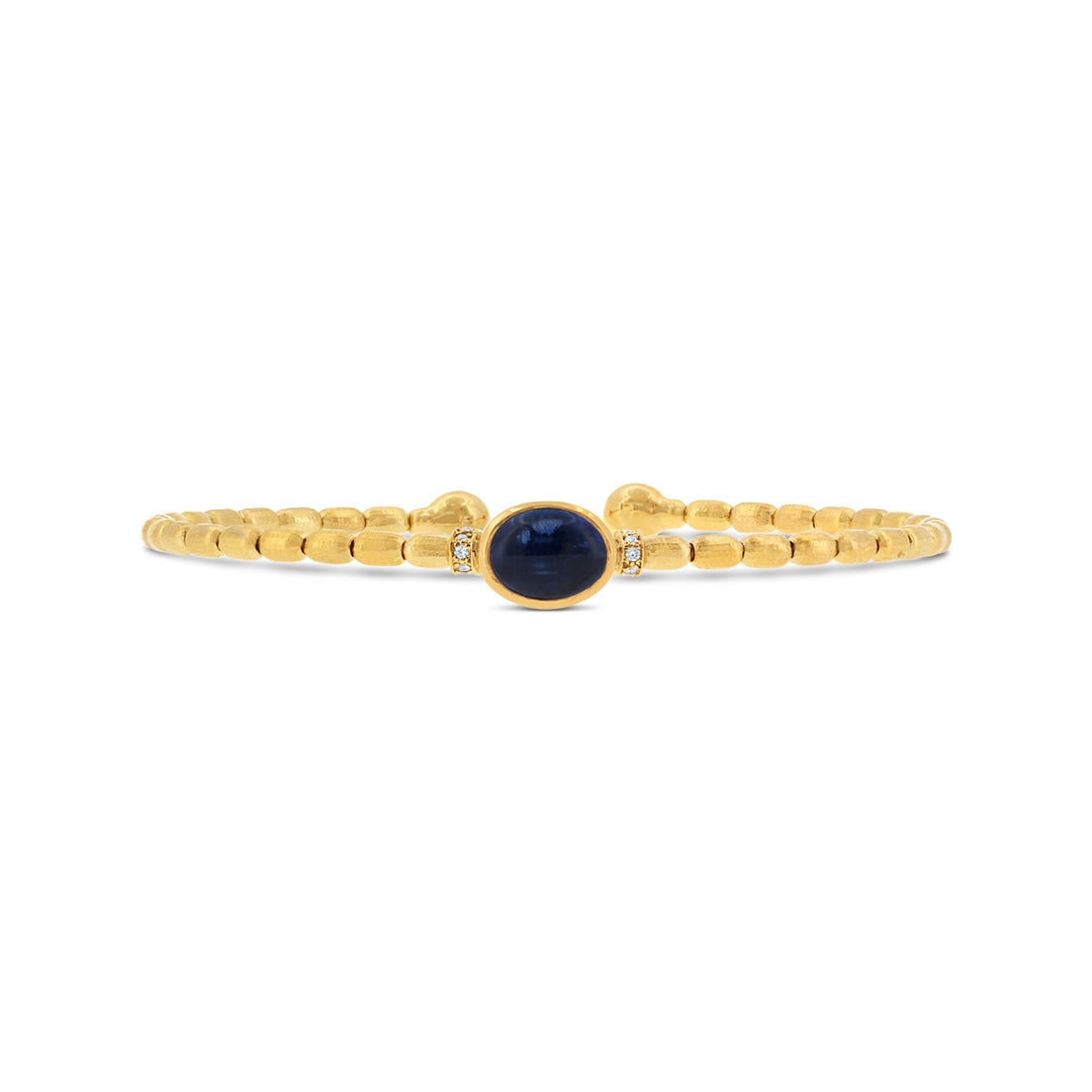 Open Flexy Bracelet with Oval Cebuchon Kyanite & Diamond Pave