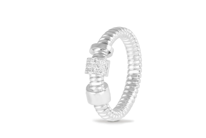 White Gold Italian Pave Diamond Fexible Ring - K434250