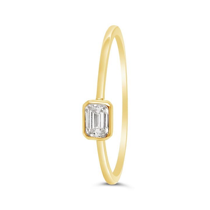 Yellow Gold Bezel Set Solitaire Diamond Ring - HKR00488B