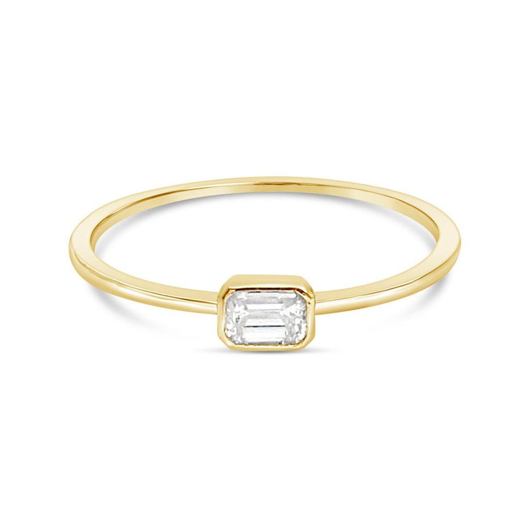 Yellow Gold Bezel Set Solitaire Diamond Ring - HKR00488B