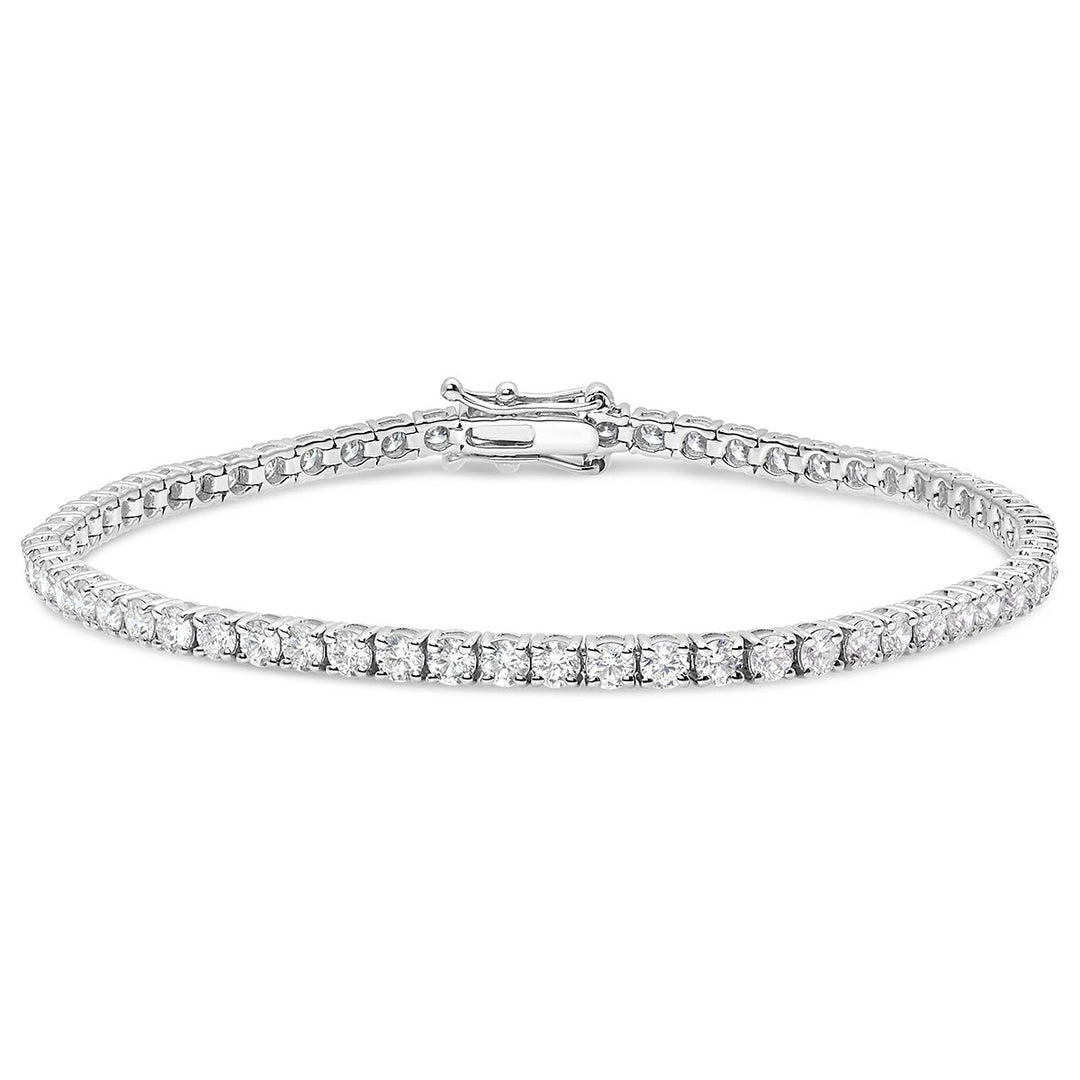 White Gold 4.43 ctw 18K Diamond Tennis BraceletHalf-Bezel - HB-4.43CT - The Diamond Guys