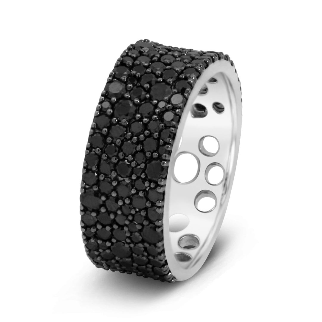 18K White Gold & Black Diamond Wide Band - AR2150 - The Diamond Guys