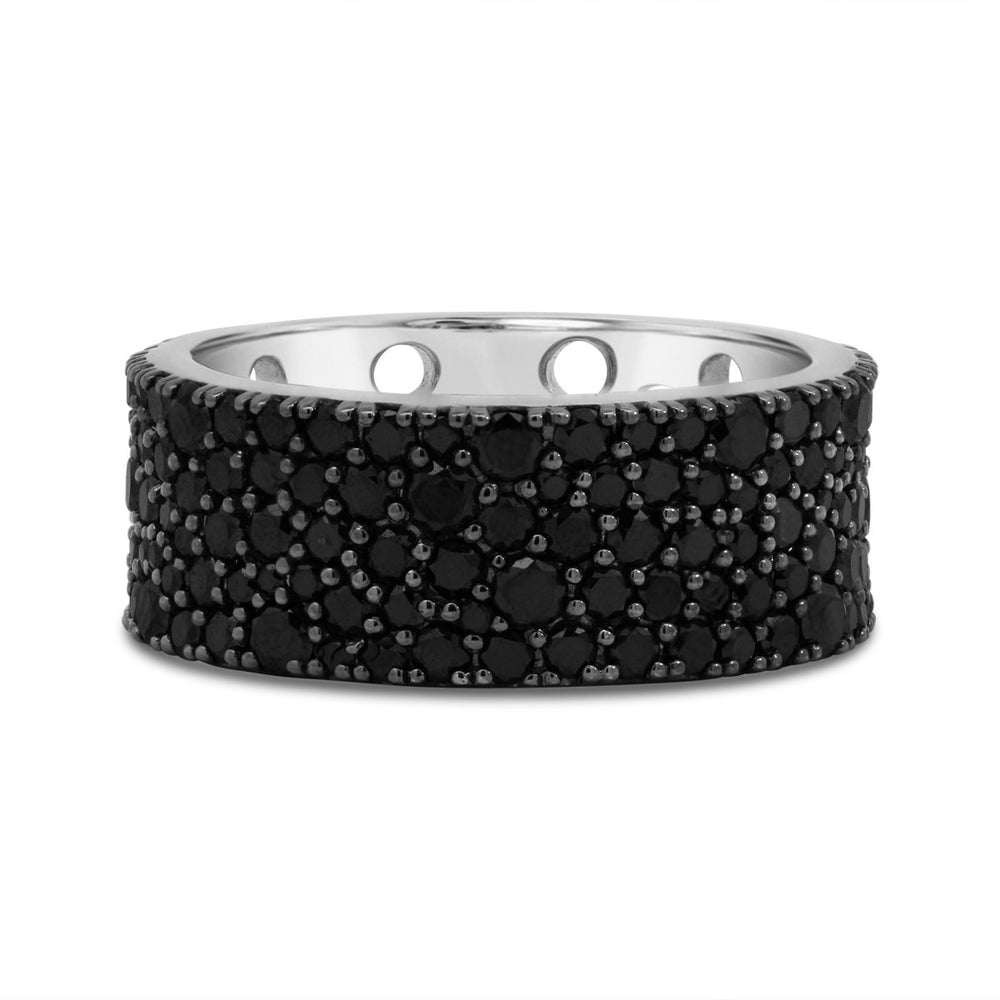 18K White Gold & Black Diamond Wide Band - AR2150 - The Diamond Guys