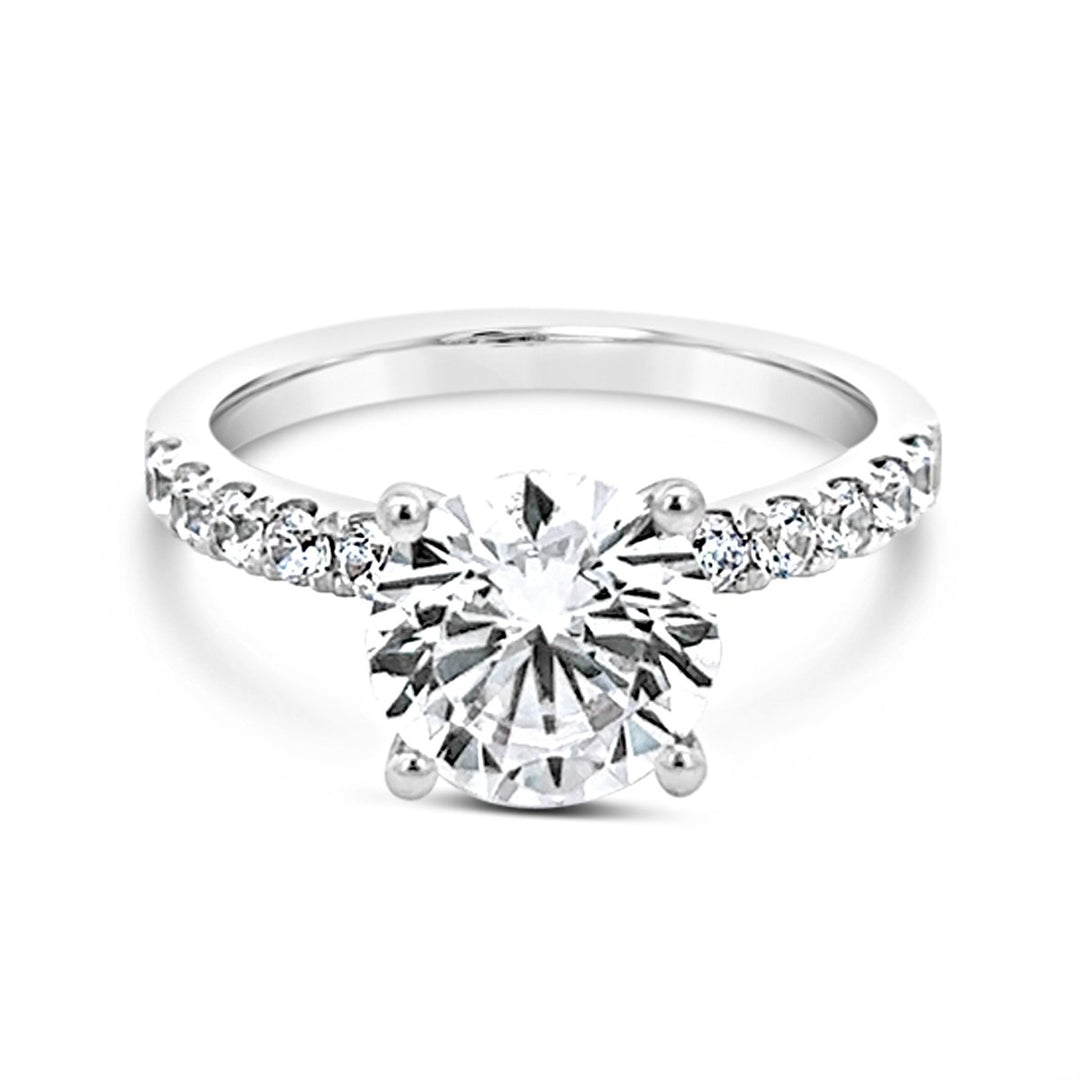 Half Way Set One Piece Casting Pave Diamond Engagement Ring
