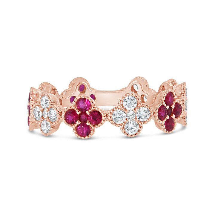Diamond & Ruby Clover Eternity Ring