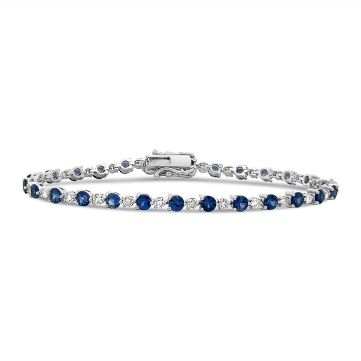 White Gold Diamond & Sapphire Tennis Bracelet - BR9126