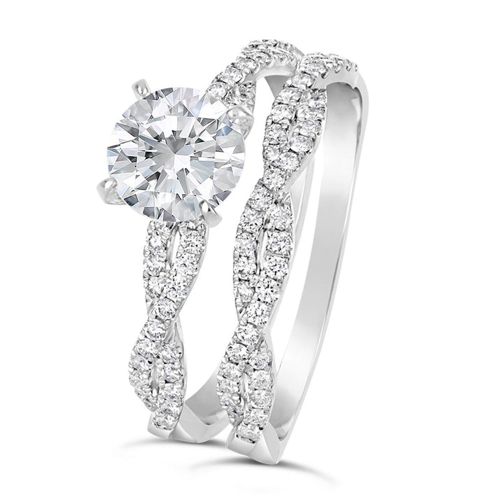 Diamond Cross Over Wedding Set - YJA7545R-S - The Diamond Guys