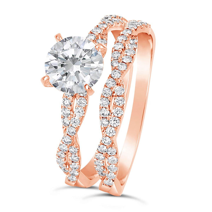 Diamond Cross Over Wedding Set - YJA7545R-S - The Diamond Guys