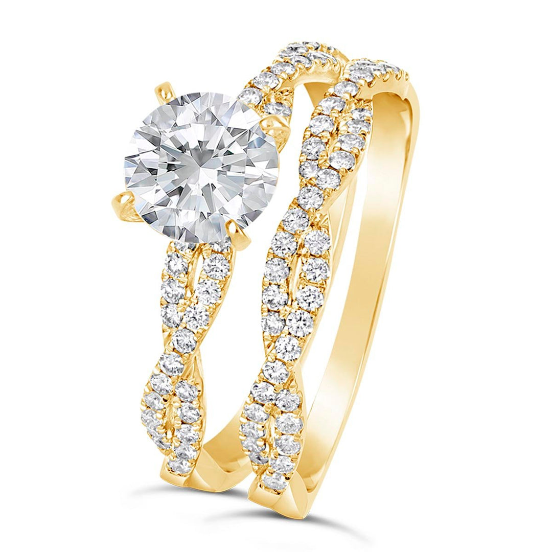 Diamond Cross Over Wedding Set - YJA7545R-S - The Diamond Guys
