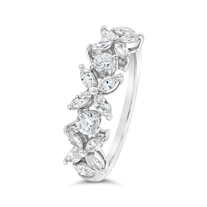 Diamond Flower Band with Marquise Diamonds