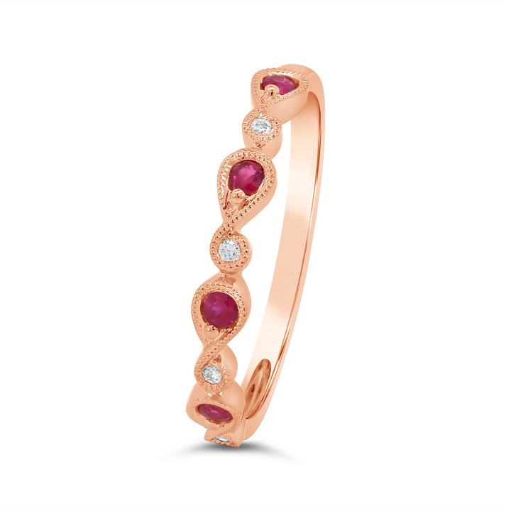 Milgrain Diamond & Ruby Band  - 5R1405RUB