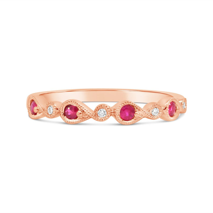 Milgrain Diamond & Ruby Band  - 5R1405RUB