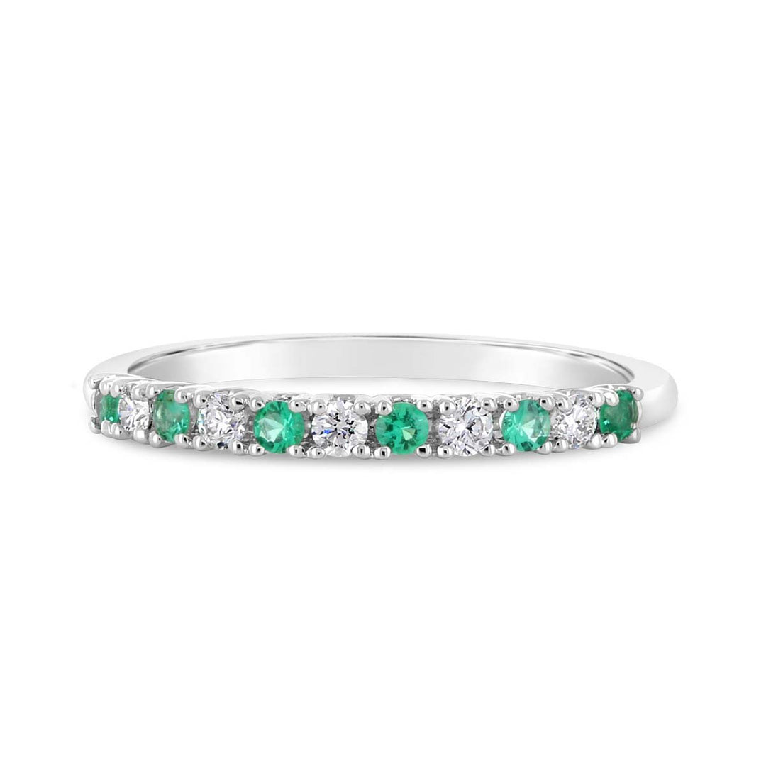 White Gold Diamond & Emerald Band - GR7280