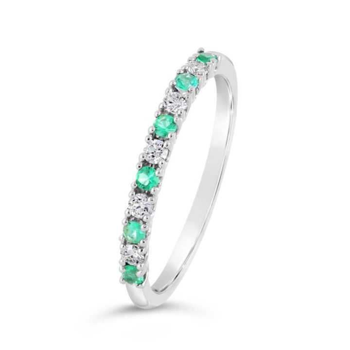 White Gold Diamond & Emerald Band - GR7280
