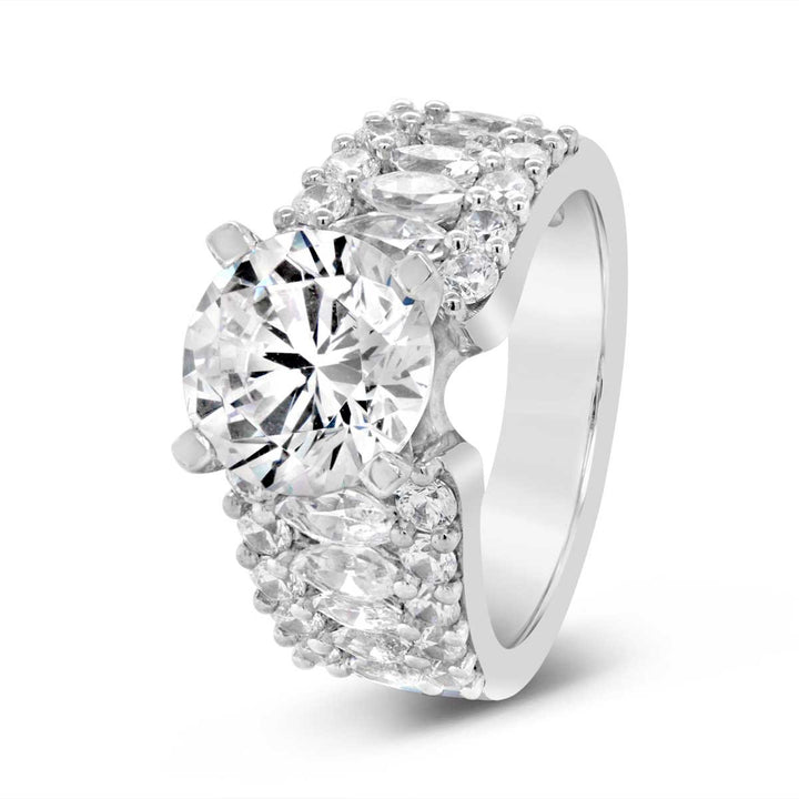 Wide Band Diamond Engagement Ring with Marquise Diamonds- YJC3522R - The Diamond Guys