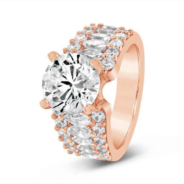 Wide Band Diamond Engagement Ring with Marquise Diamonds- YJC3522R - The Diamond Guys