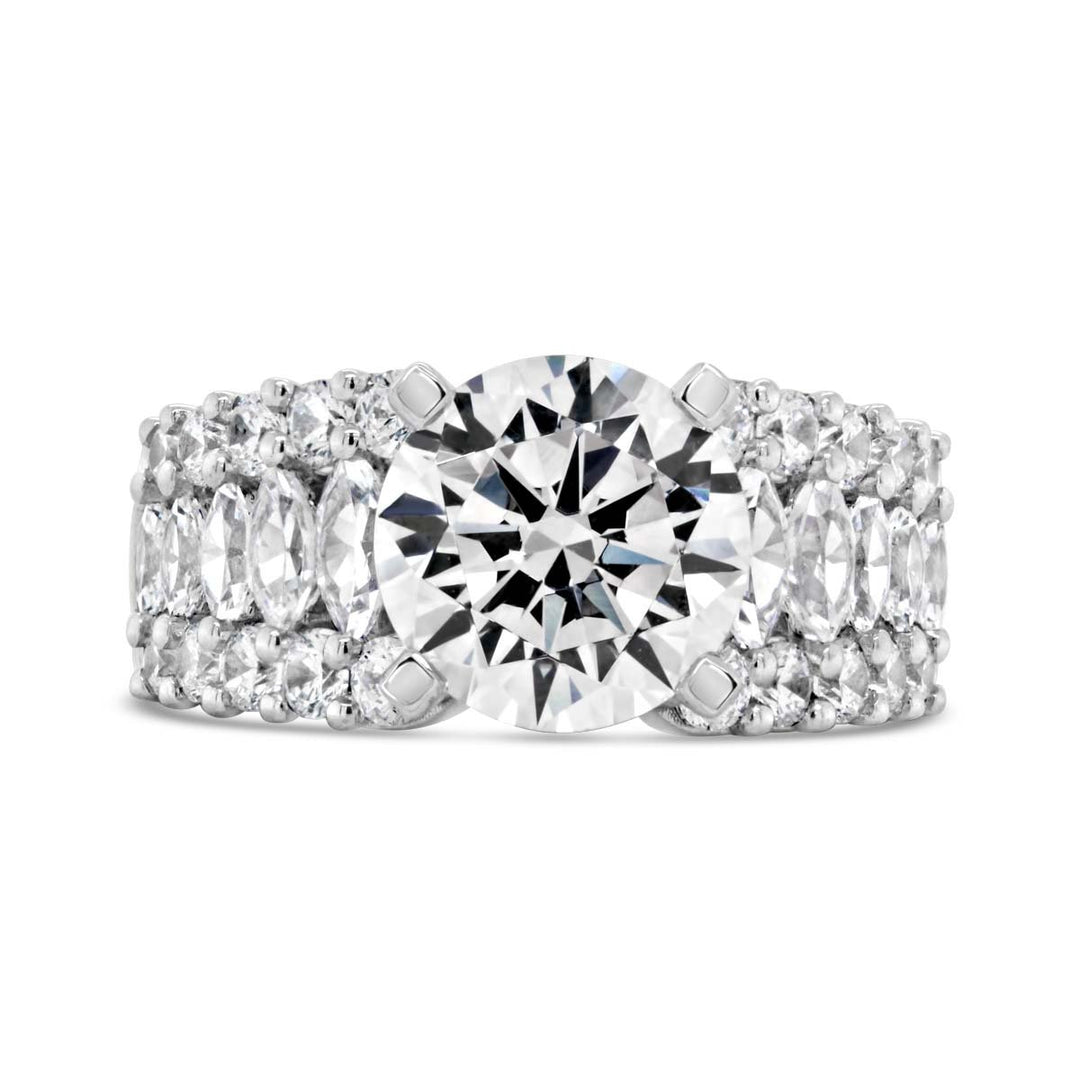 Wide Band Diamond Engagement Ring with Marquise Diamonds- YJC3522R - The Diamond Guys