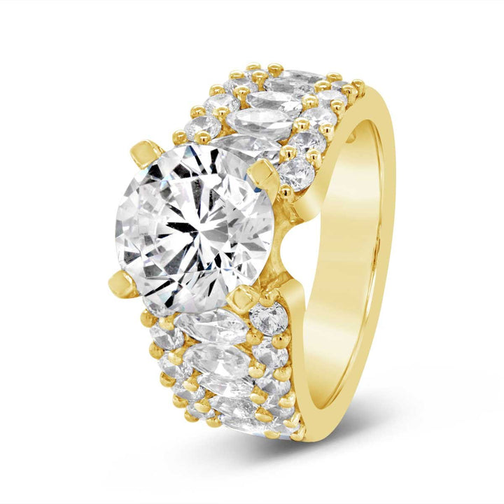 Wide Band Diamond Engagement Ring with Marquise Diamonds- YJC3522R - The Diamond Guys