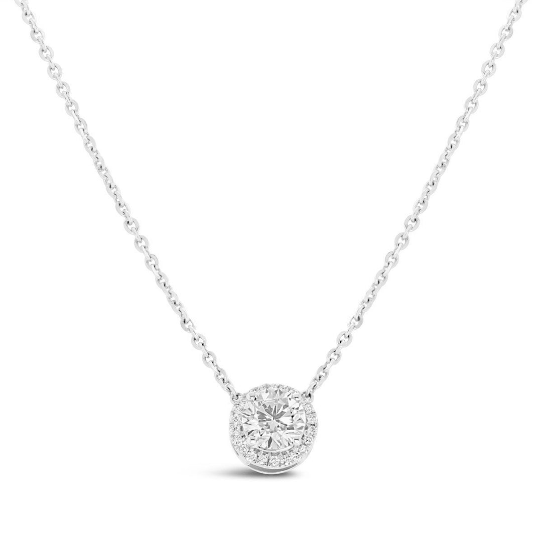 Lab Grown Diamond Halo Necklace  - 62354NW - The Diamond Guys