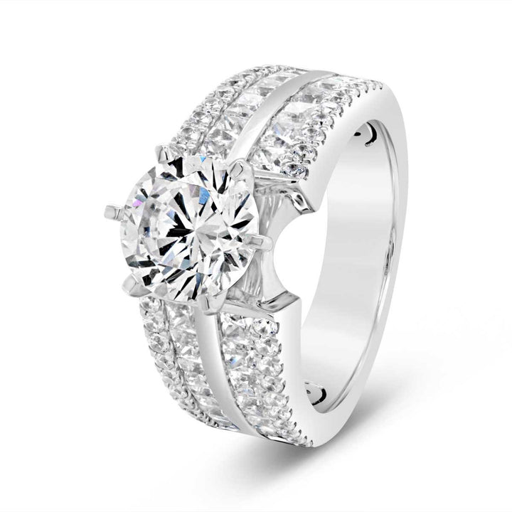 Six Prongs Wide Band Diamond Engagement Ring - YJC3524R