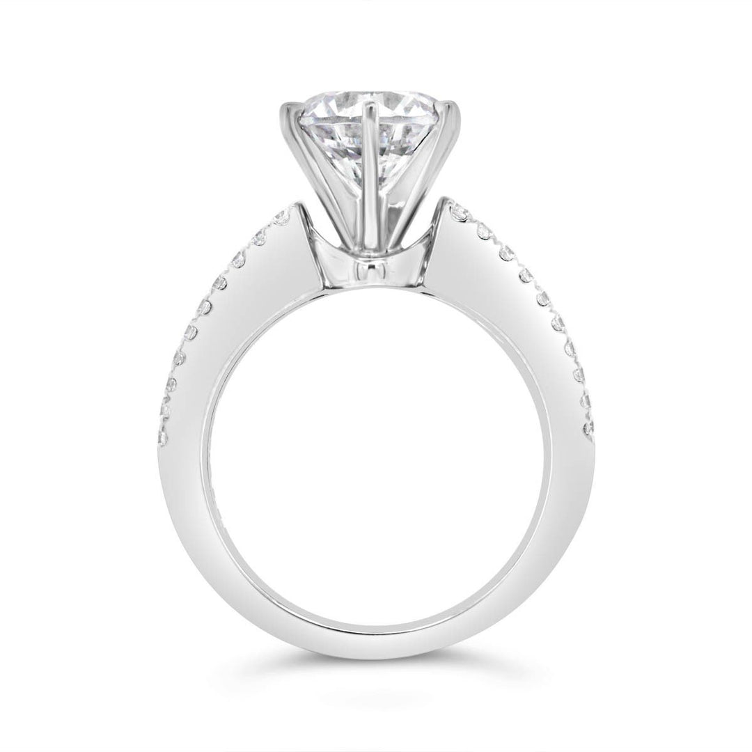 Six Prongs Wide Band Diamond Engagement Ring - YJC3524R