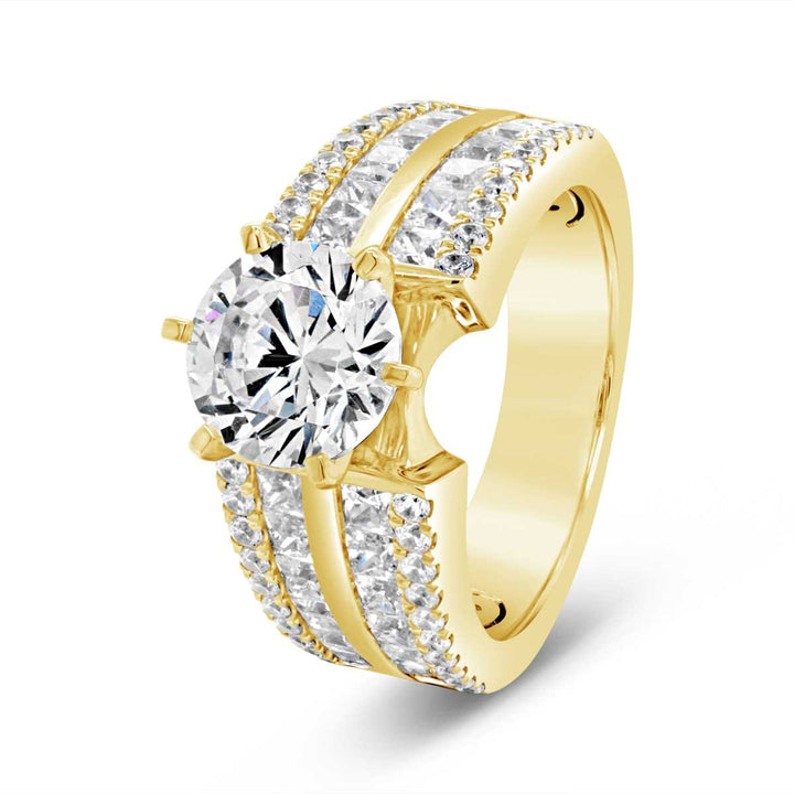Six Prongs Wide Band Diamond Engagement Ring - YJC3524R