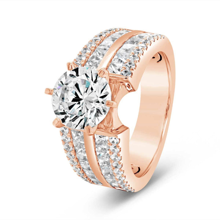 Six Prongs Wide Band Diamond Engagement Ring - YJC3524R