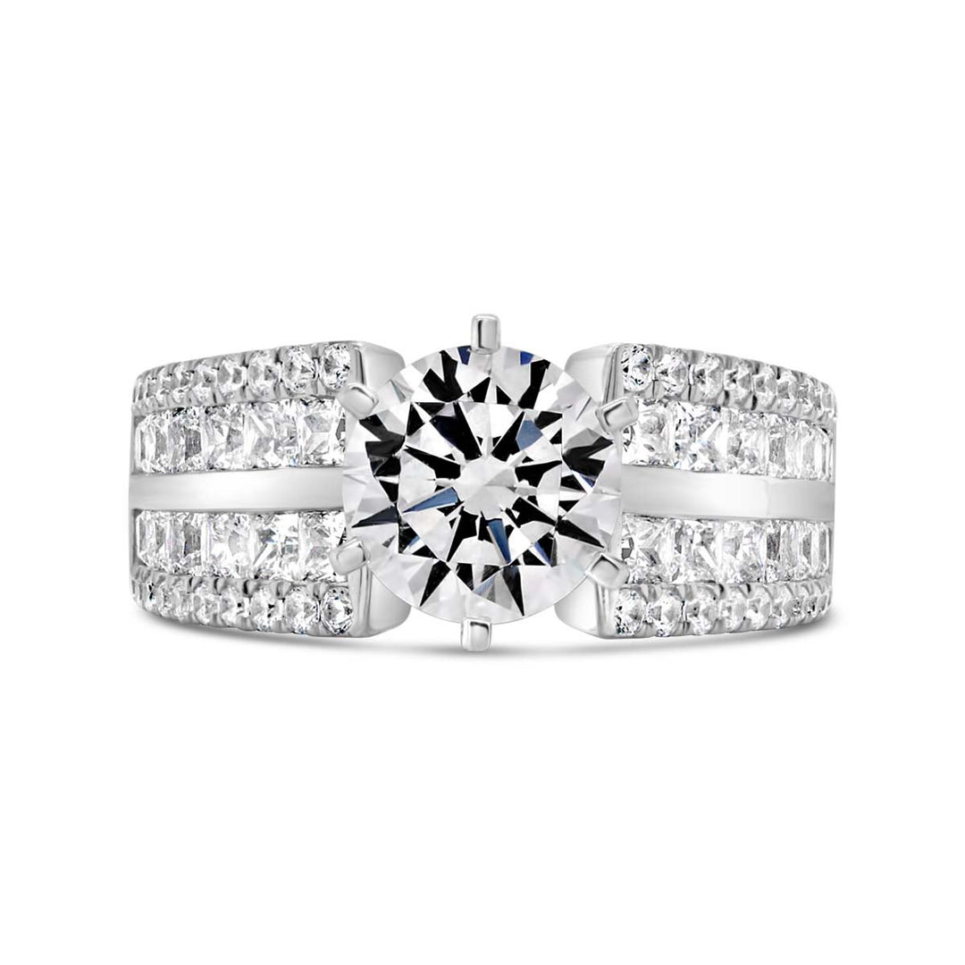 Six Prongs Wide Band Diamond Engagement Ring - YJC3524R