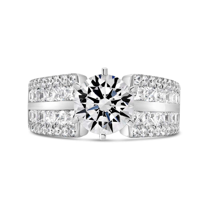 Six Prongs Wide Band Diamond Engagement Ring - YJC3524R