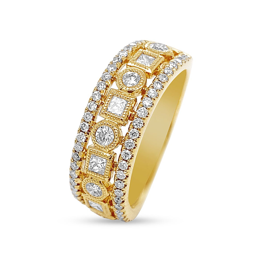 Yellow Gold Wide Right Hand Diamond Band - ARF2821 - The Diamond Guys