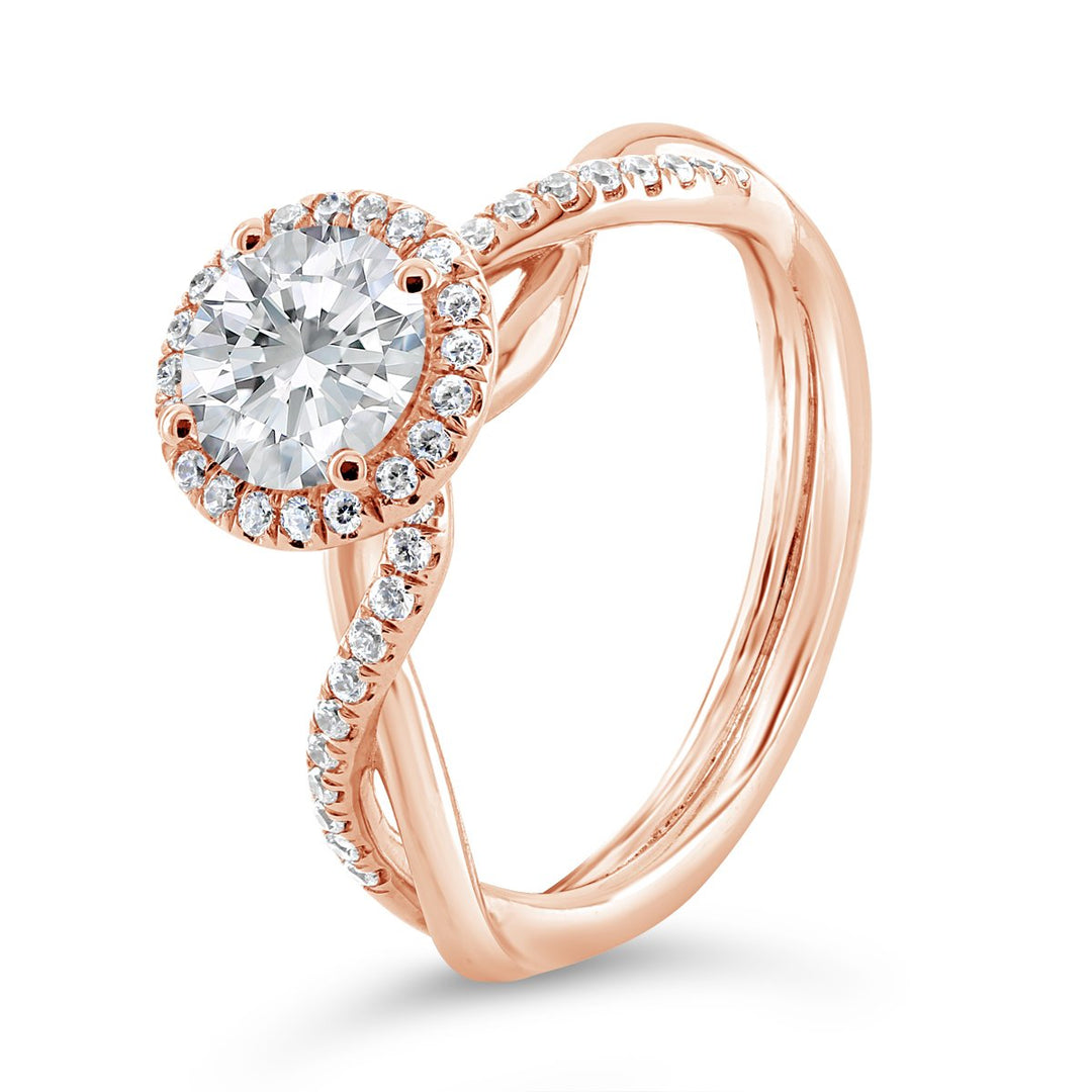 Cross-Over Diamond Engagement Ring