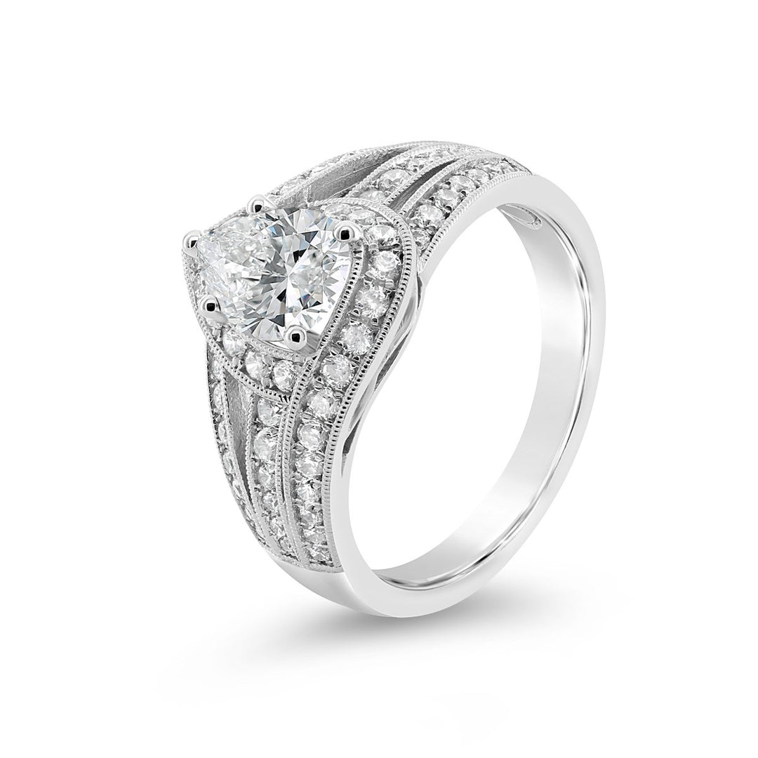 Unique Diamond Halo Engagement Ring - The Diamond Guys