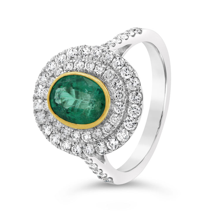 White & Yellow Gold Diamond & Emerald Cocktail Ring - AR3667