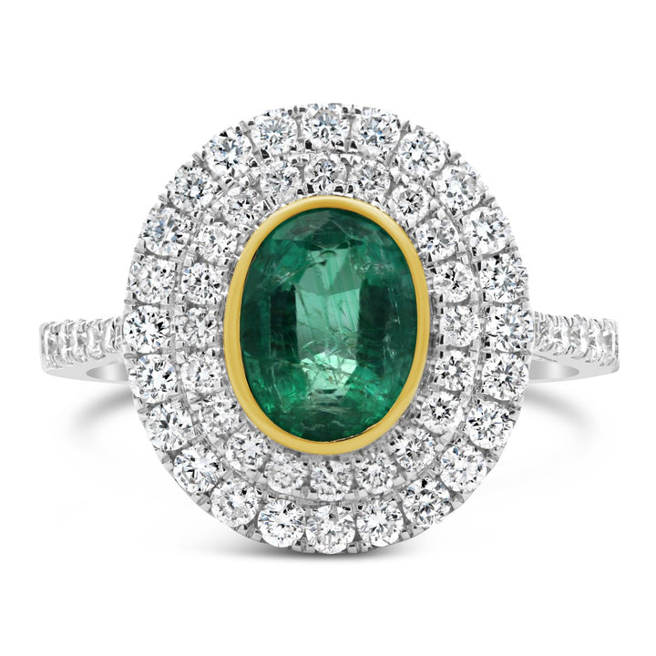 White & Yellow Gold Diamond & Emerald Cocktail Ring - AR3667